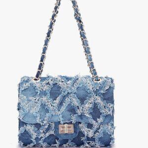 MKP Women Small Shoulder Bags Quilted Crossbody Distressed Jean Denim Purse Even